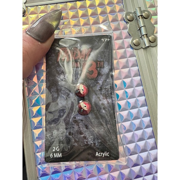 Friday the 13th Jason Mask Acrylic Stud Earrings 2G 6MM New Horror Movie - Picture 1 of 5